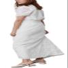 CHARTOU Womens Elegant Floral Lace Elastic High Waist Pleated Maxi Long Beach Skirts (X-Small, White) view 4