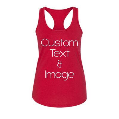 Just Customized Racer Back Tank for Ladies/Women Personalized with Your Photo and Text (Red, Large)