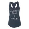 Just Customized Racer Back Tank for Ladies/Women Personalized with Your Photo and Text (Indigo, Large) view 1