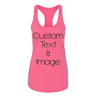 Just Customized Racer Back Tank for Ladies/Women Personalized with Your Photo and Text (Hot Pink, Large)