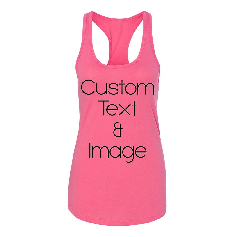 Just Customized Racer Back Tank for Ladies/Women Personalized with Your Photo and Text (Hot Pink, Large)
