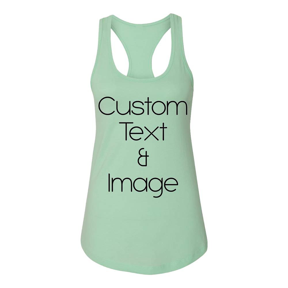 Just Customized Racer Back Tank for Ladies/Women Personalized with Your Photo and Text (Mint, Large)