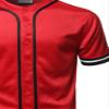 Casual Hipster Short Sleeves Baseball Inspired Jersey Top Red XS view 3