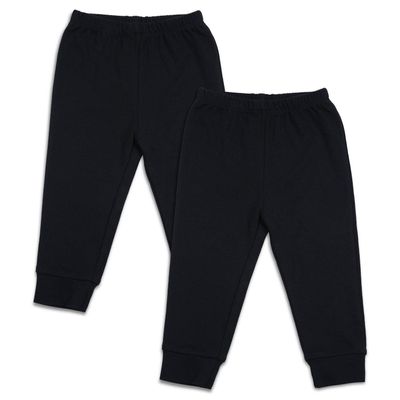 SOBOWO 24 Month Boy Pants Pack Black Baby Boy Pants Toddler Boy Cotton Crawling Bottoms for Newborn Boys Girls Pack of 2 (18-24 Months, Black/Black)