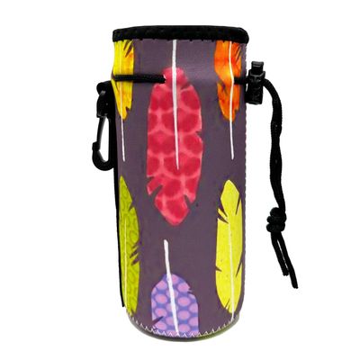 Wanty Neoprene 20 Oz Insulated Water Drink Bottle Cooler Carrier Cover Sleeve Tote Bag Pouch Holder Strap for Climbing Cycling and Running Outdoor Activities (Feather)