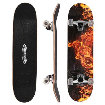 ChromeWheels 31 inch Skateboard Double Kick Skate Board Cruiser Longboard 8 Layer Maple Deck Skateboards for Kids and Beginners