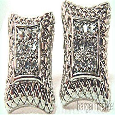 Silver Plated Pave Set Clear Crystal Post Clip Pierced Earring