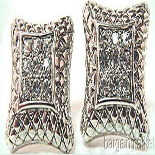 Silver Plated Pave Set Clear Crystal Post Clip Pierced Earring