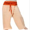 RaanPahMuang Brand Thick Cotton Two Tone Thailand Fisherman Wrap Pants Tall, Small, Orange with Light Orange view 1