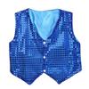FEESHOW Kids Big Boys Shiny Sequined Shirt Vest Waistcoat Jacket for Wedding Prom Dance Performance Costume Blue Vest 8-9 view 1