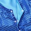 FEESHOW Kids Big Boys Shiny Sequined Shirt Vest Waistcoat Jacket for Wedding Prom Dance Performance Costume Blue Vest 8-9 view 2
