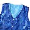 FEESHOW Kids Big Boys Shiny Sequined Shirt Vest Waistcoat Jacket for Wedding Prom Dance Performance Costume Blue Vest 8-9 view 3