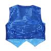 FEESHOW Kids Big Boys Shiny Sequined Shirt Vest Waistcoat Jacket for Wedding Prom Dance Performance Costume Blue Vest 8-9 view 4