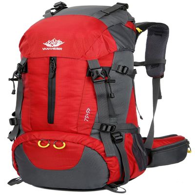 Esup 50L Camping Hiking Backpack Men with rain cover 45l+5l Lightweight Backpacking Backpack Travel Backpack (Red)