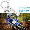 PLITI Dirt Bike Rider Gifts Dirt Bike Boyfriend Keyring Keep Calm and Ride On Dirtbike Rider Keychains view 3