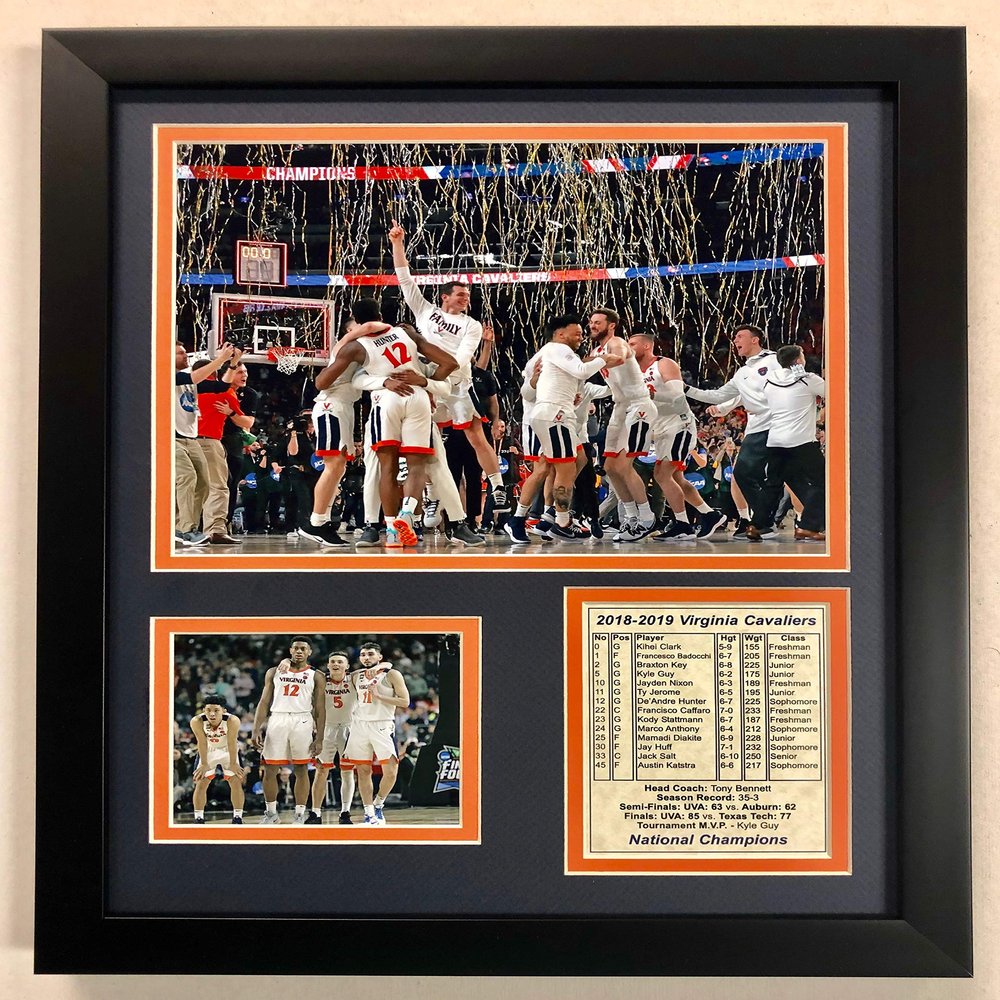 Legends Never Die NCAA Virginia Cavaliers 2018-2019 Men's Basketball National Champions Framed Double Matted Photos, Celebration, 12" x 15"