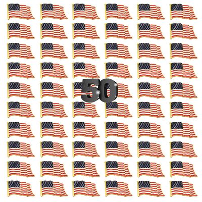 24 Pack American Flag Lapel Pins -USA Metal Enamel Waving Flag Pins US Patriotic Badge