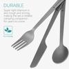 Navaris Titanium Camping Cutlery Set - Lightweight Camping Utensils for One - Knife, Fork and Spoon with Carabiner Clip and Case for Hiking and Travel view 3