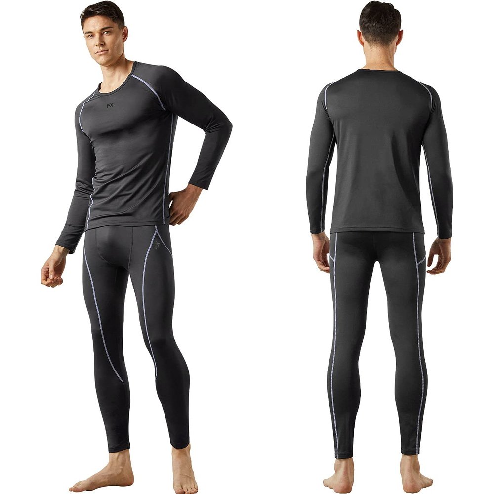 FITEXTREME MAXHEAT Mens Thermal Underwear Long Johns Set with Fleece Lined Grey XXL