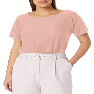Star Vixen Women's Plus-Size Dolman SLV Hi-Low Hem Easy-Wear Brushed Knit Top, Mauve, 1X