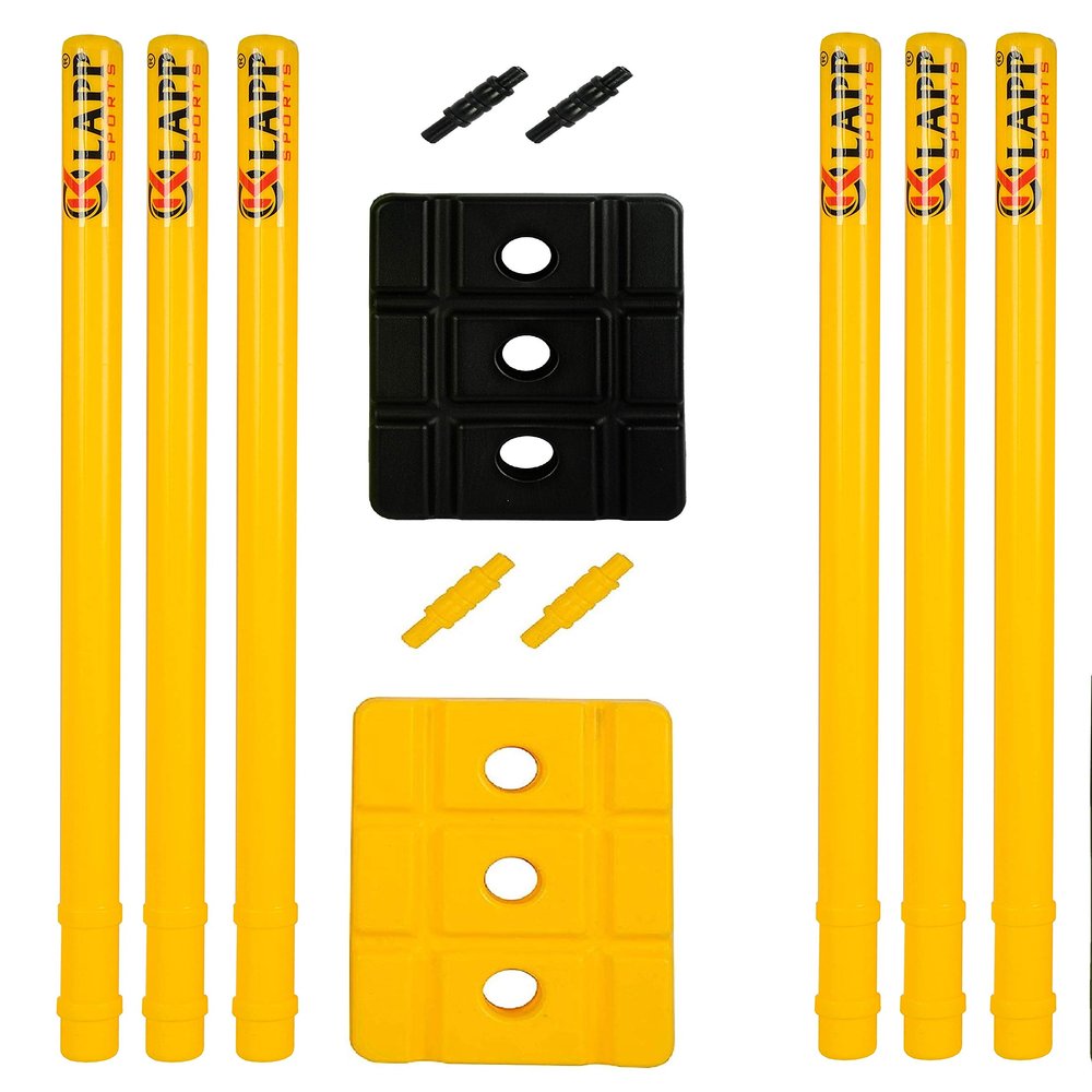 Klapp Six Pcs Plastic Wicket Set with Cover,Black and Yellow