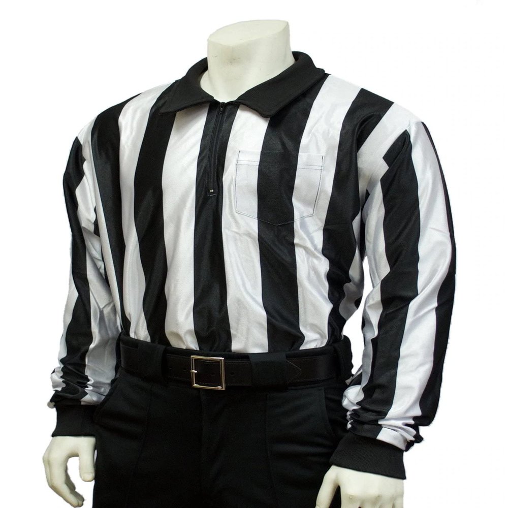 Smitty | FBS-123 | 2" Stripe Hybrid Cold Weather Water Resistant Referee Long Sleeve Shirt Football Lacrosse | Official's Choice! (4XL)
