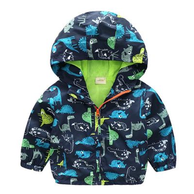 Banibear Toddler Boys Cute Dinosaur Lightweight Zip Hooded Jacket Coat Casual Windproof Windbreakers, Green, Size 3T = Tag 110