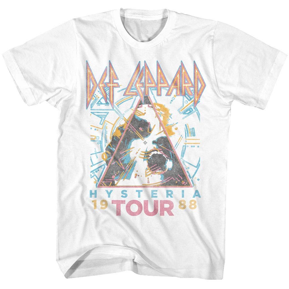 American Classics Def Leppard 1980s Heavy Hair Metal Band Rock & Roll Hysteria '88 Adult T-Shirt, White, 6X-Large