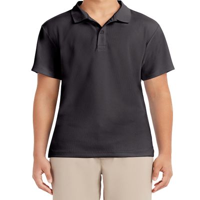Nautica mens Uniform Short Sleeve Performance Polo Shirt, Charcoal, 34-35 US