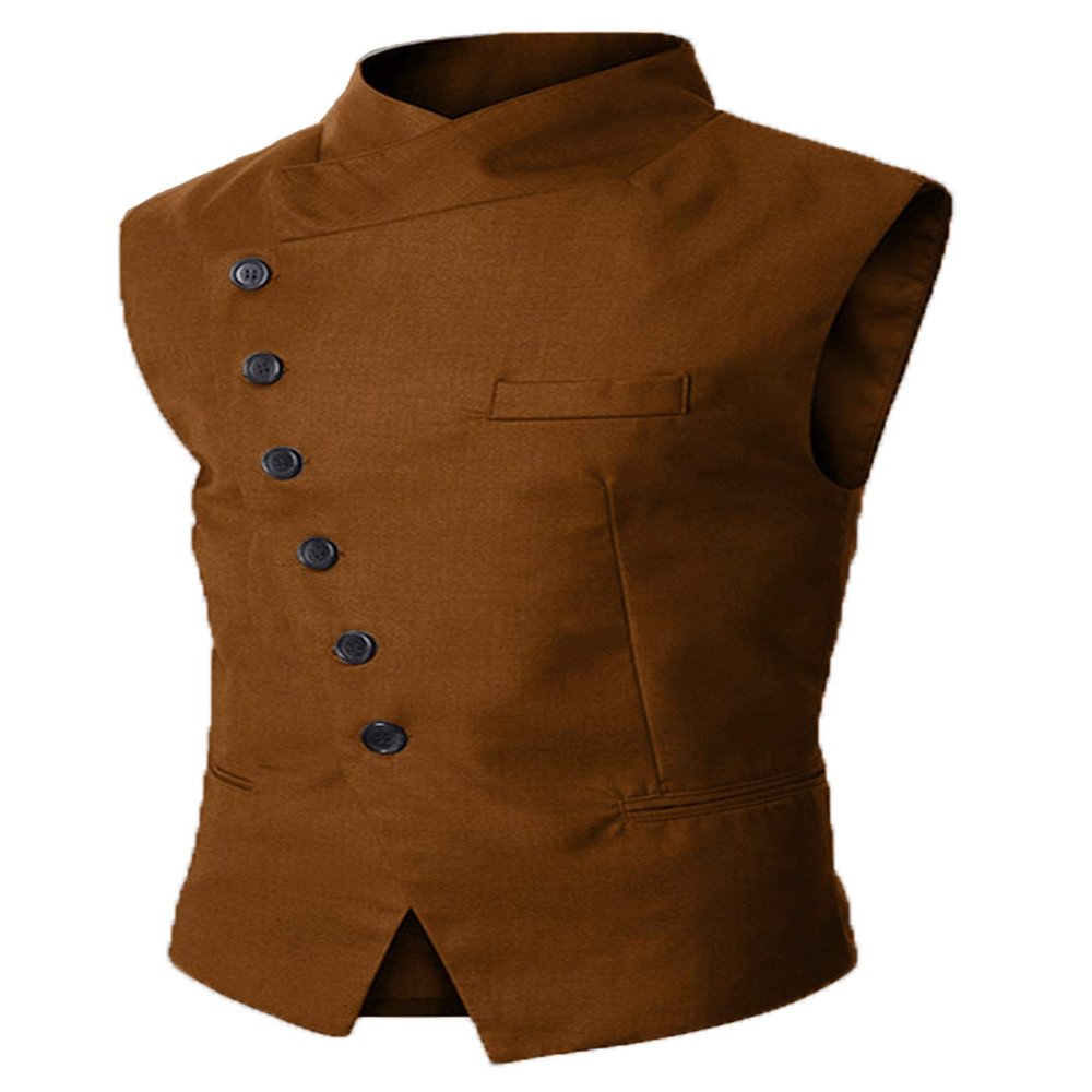 Everbeauty Men Vest Casual Regular Fit Mandarin Collar Jacket Waistcoat For Party