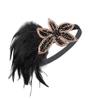 LOWOSAIWOR 1920s Headpiece For Women Flapper Headband For Girl Black 20s Headpiece for 20s Them Party(E Design) view 1