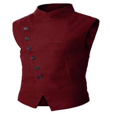 Everbeauty Men Vest Casual Regular Fit Mandarin Collar Jacket Waistcoat For Party