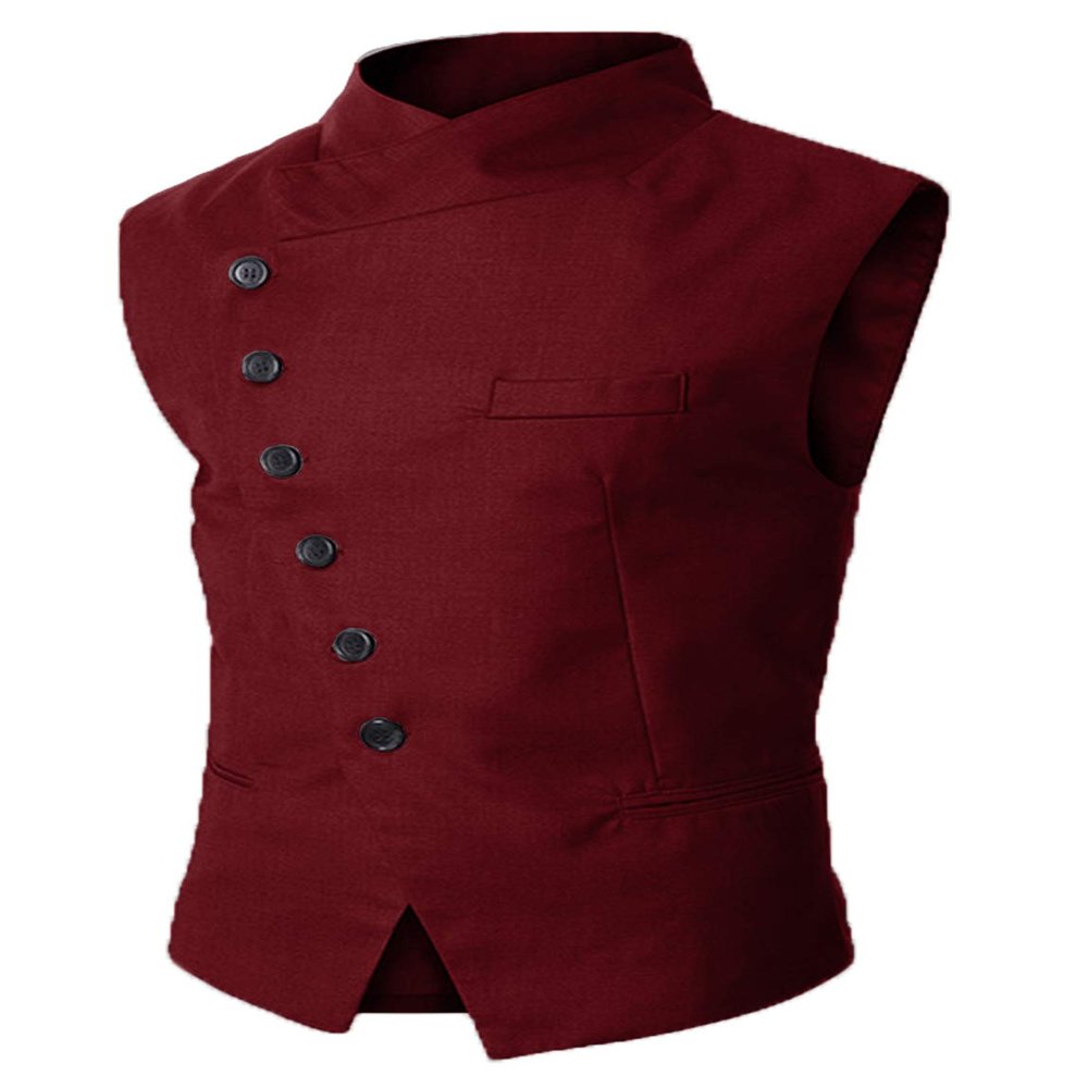 Everbeauty Men Vest Casual Regular Fit Mandarin Collar Jacket Waistcoat For Party