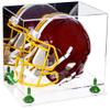 Acrylic Display Case for Full Size Football Helmet Premium Football Display Case with Clear Base & Green Risers Protects Sports Memorabilia & Collectibles, Dimension 14.5" L x 11" W x 12" H(A002-GRR) view 1