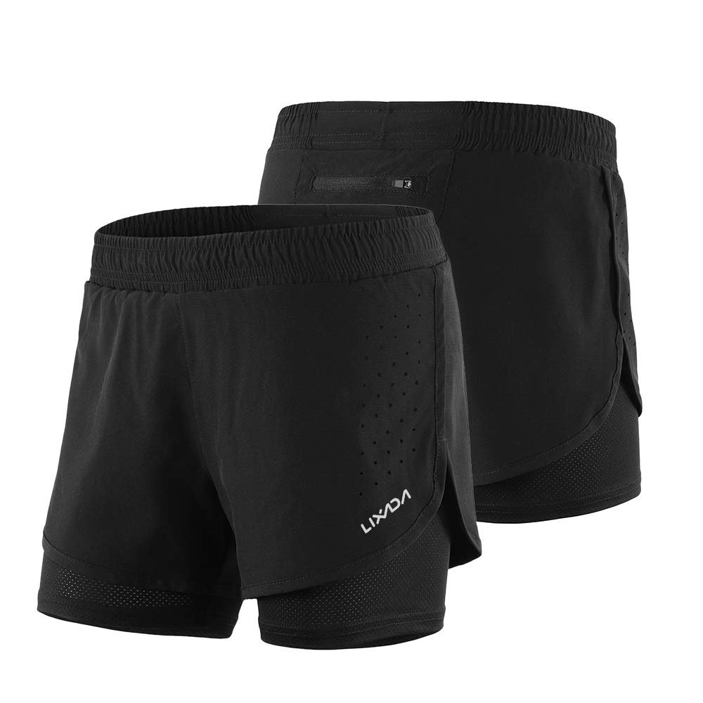 Lixada 2 in 1 Running Shorts for Women Women Quick Dry Breathable Active Workout Shorts