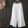 JOFOW Pants Wide Leg Womens Cotton Blend Solid Loose Swing Comfy High Waist Pajamas Bottom Home Dress Casual Long Trousers (XL,Cream) view 2