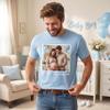 Custom T Shirts for Men Women Personalized Photo Text Logo Unisex Cotton Tee Design Your Own Front Back Print Adult Shirt Light Blue view 3