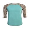 ILTEX Plain Raglan Lightweight Cotton and Polyester T-Shirt 3/4 Sleeves Athletic Baseball Jersey Unisex Multi Function Sports, Outdoors and Gym (30+ Colors) (Tiffany/Cheetah, Medium) view 1