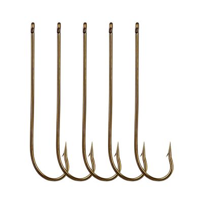 100pcs Long Shank Fishing Hooks High Carbon Steel Fly Tying Jig Hooks Super Sharp Barbed Hook Tips Tan Color 13 Sizes for Choice