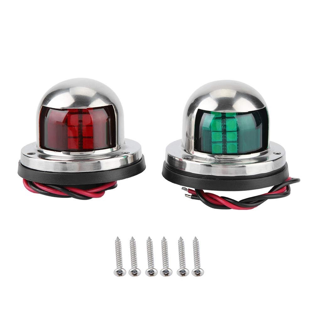 Aramox Navigation Lights, Pair Red & Green LED Navigation Light Lamp Sidelight for Marine Boat Yacht Accessory