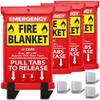 JJ CARE Fire Blanket  4 Packs with Hooks  Emergency Fire Blanket for Home & Kitchen, High Heat Resistant Fire Suppression Blankets for Home Safety, Kitchen, and Camping view 1