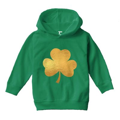 Tcombo Gold Foil Shamrock - Irish Ireland Toddler/Youth Fleece Hoodie (Kelly, Medium (Youth))