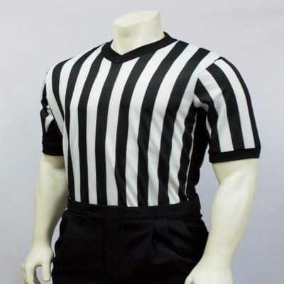 Smitty | BKS-201 | 1" Stripe | 3" Side Panel | Mesh Basketball Referee Shirt | Official's Choice! (Large)