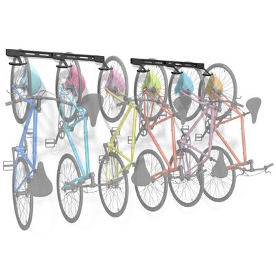 Koova Wall Mount Bike Storage Rack  Large Capacity 6-Bike Hanger for Garage  DIY Installation  Large Bicycle Big Tire Hooks with Helmet Hooks - Made in USA