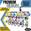 Koova Wall Mount Bike Storage Rack  Large Capacity 6-Bike Hanger for Garage  DIY Installation  Large Bicycle Big Tire Hooks with Helmet Hooks - Made in USA view 3
