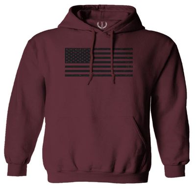 0023. United States of America Vintage American Flag USA us Military Patriotic Style Sweatshirt Pullover Hoodie (Maroon, Medium)