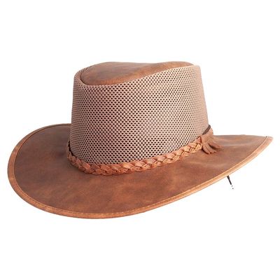 American Hat Makers Breeze Leather and Mesh Sun Hat for Men and Women  Copper, Medium