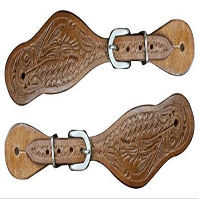 Showman Youth Size Floral Tooled Leather Spur Straps