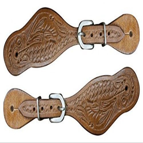 Showman Youth Size Floral Tooled Leather Spur Straps