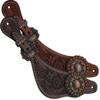 Showman Ladies Size Argentina Cow Leather Floral Tooled Spur Straps w/Copper Conchos view 1